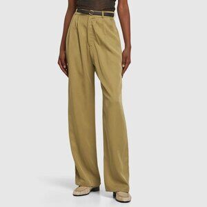 REFORMATION Mason pleated high rise wide pants in green